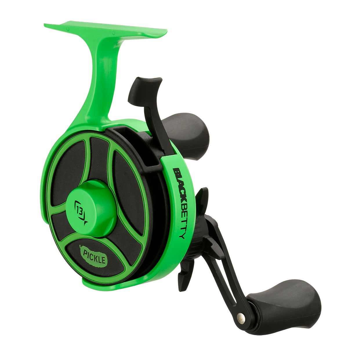 13 FISHING BLACK BETTY FREEFALL GHOST INLINE ICE REEL (RADIOACTIVE PIC