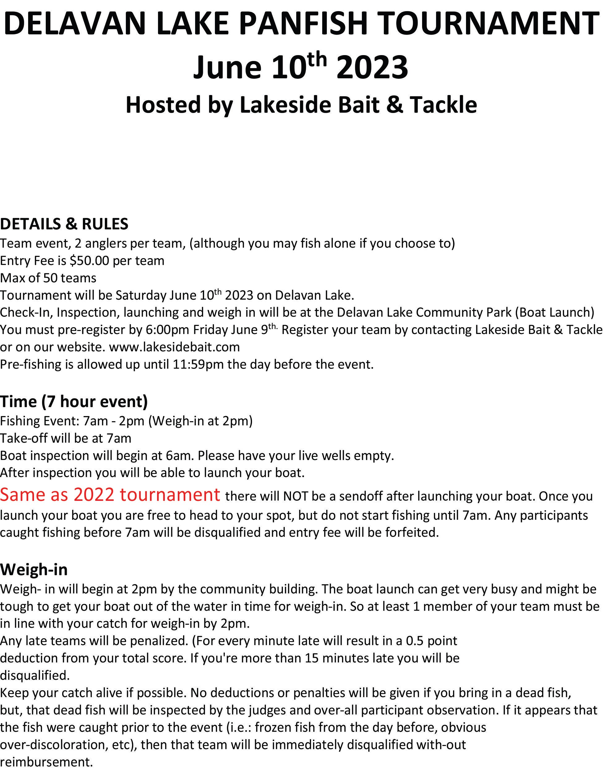 PANFISH TOURNAMENT ENTRY TICKET